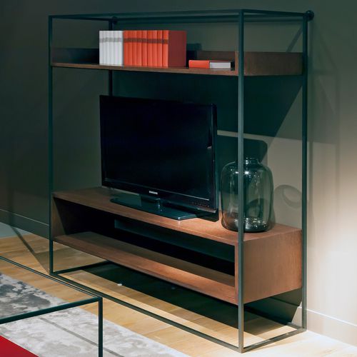 Rack de TV contemporâneo - KARUSA - Duvivier - com prateleiras / com suporte para leitor de DVD / em carvalho