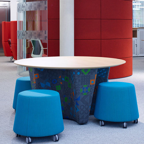 Mesa contemporânea - AWAY FROM THE DESK - Orange Box - em madeira / com base em madeira / redonda