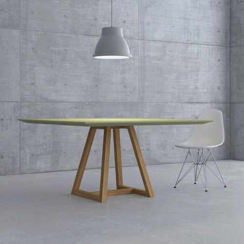 Mesa de jantar contemporânea - MARGO LINO - vitamin design - em madeira maciça / em linóleo / com base em carvalho