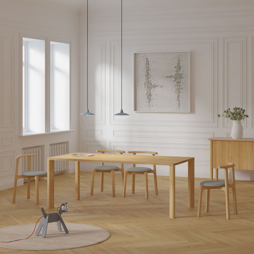 Mesa de jantar de design minimalista - MOLLIS - vitamin design - em carvalho / em nogueira / em madeira maciça