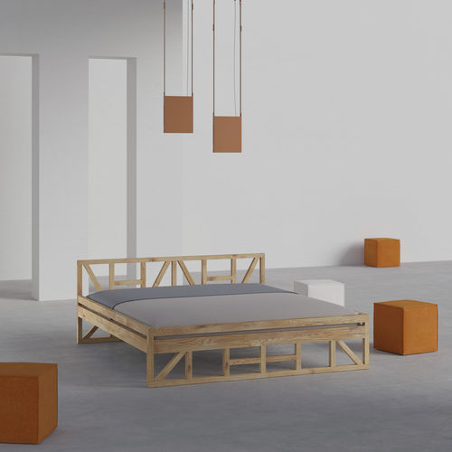 Cama de casal - FACHWERK - vitamin design - contemporânea / com cabeceira / em madeira maciça