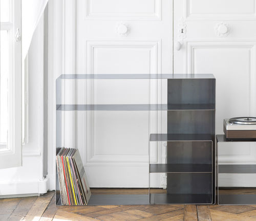 Aparador de design industrial - QUATTRO : 3 - VIDAME EDITIONS - em madeira encerado / em aço / retangular