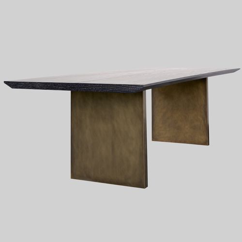 Mesa de jantar contemporânea - MARMARA - Aguirre Design - em carvalho / com base em latão / retangular