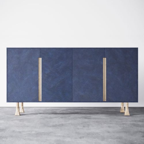 Buffet aparador contemporâneo - SPANIOL - Aguirre Design - em nogueira / em bronze / em couro