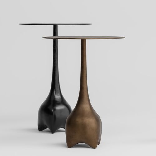 Mesa lateral contemporânea - MALAGANA - Aguirre Design - em bronze / com base em bronze / redonda
