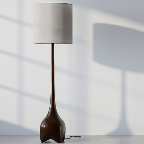 Luminária de piso - MALAGANA - Aguirre Design - em bronze / em linho / contemporânea