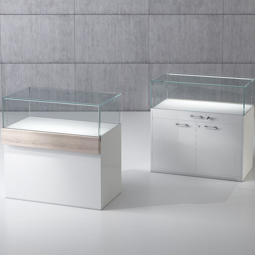 Vitrina contemporânea - QF/10B - Italvetrine - em vidro temperado / em madeira / exposta