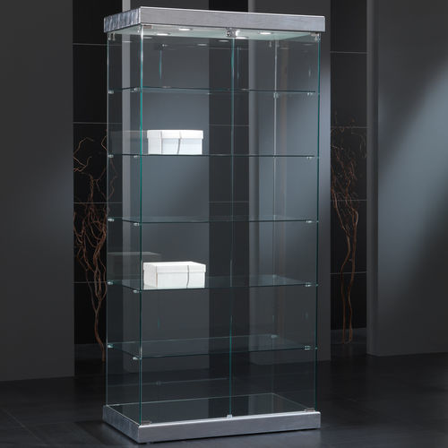 Vitrina contemporânea - 9/S - Italvetrine - em vidro temperado / em couro sintético / com iluminação