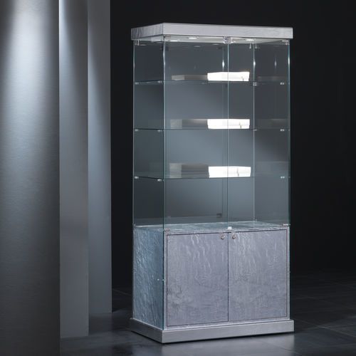 Vitrina contemporânea - 9/SM - Italvetrine - em vidro temperado / em couro / com iluminação