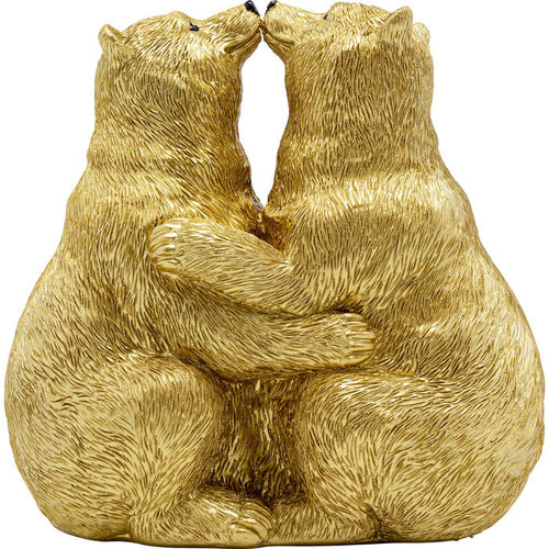 Escultura de resina - Kissing Bears - KARE Design - dourada / animal / contemporânea