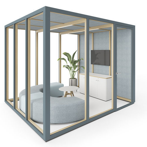 Cabine de concentração e privacidade para reuniões - EVA Room 3×3 - Dynamobel - com vidro / de 2 lugares / modular