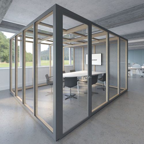 Cabine de concentração e privacidade com vidro - EVA ROOM - Dynamobel - modular / com porta envidraçada / para reuniões