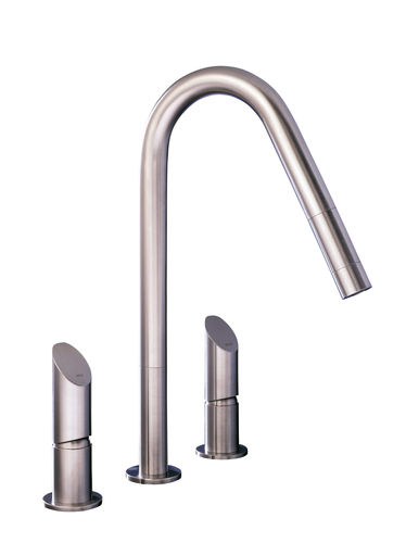Misturador bicomando de bancada - T45 E - MGS Progetti - em aço inoxidável / para cozinha / 3 furos