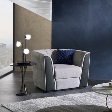 Poltrona contemporânea - PO63 MADISON  - CARPANELLI - em tecido / preta / cinza