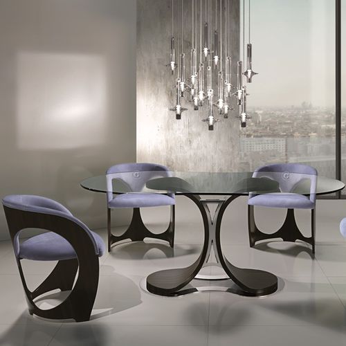 Mesa contemporânea - TA68B MISTRAL - CARPANELLI - em cristal / com base em madeira de ébano / retangular