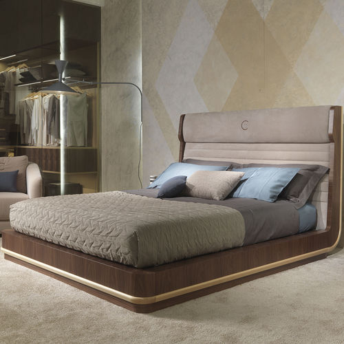 Cama de casal - LE26 GALILEO - CARPANELLI - contemporânea / com cabeceira estofada / em madeira