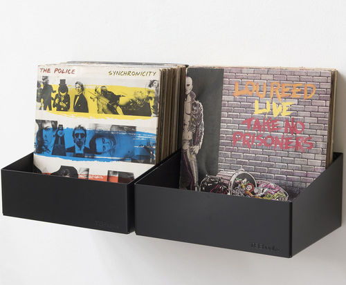 Estante de parede - TEENYLE X2-NOIR - TEEbooks - contemporânea / em aço laqueado / para discos de vinil