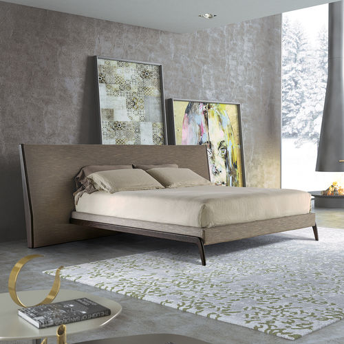 Cama de casal - INDY - ART NOVA - contemporânea / estofada / com cabeceira