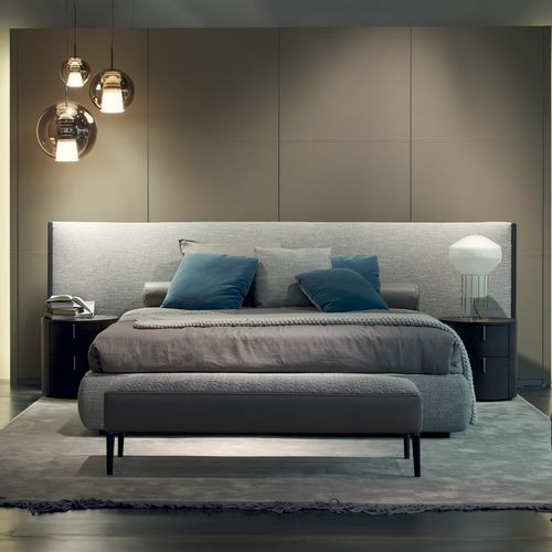 Cama de casal - INDY TAILOR - ART NOVA - contemporânea / estofada / com cabeceira