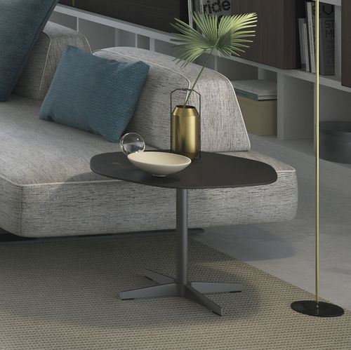 Mesa lateral contemporânea - FILIPH - ART NOVA - em couro / em mármore / com base metálica