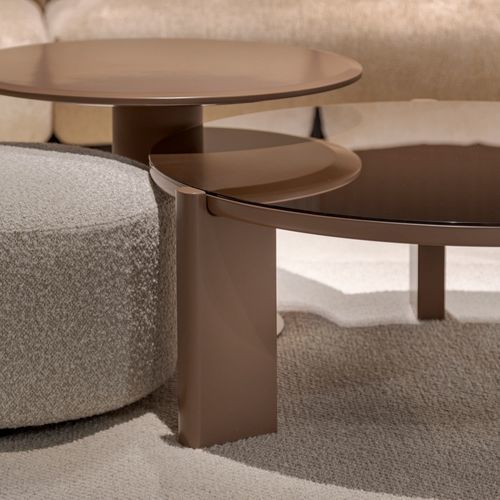 Mesa lateral contemporânea - NUMA - ART NOVA - em madeira / com base em madeira / redonda