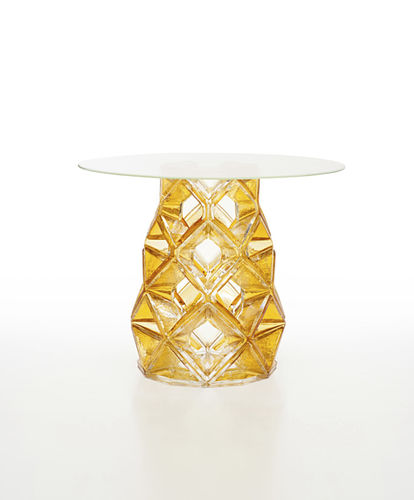 Mesa contemporânea - HOMUNE - LASVIT - em cristal / redonda / de Michael Young