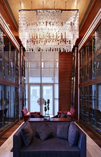 Lustre contemporâneo - BAMBOO - LASVIT - em cristal / em aço inoxidável / para lâmpada incandescente