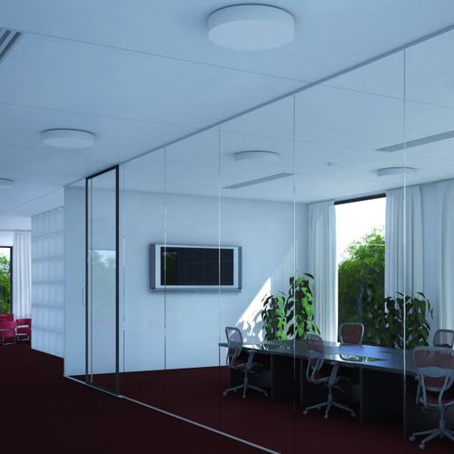 Plafon contemporâneo - ZERO - LUCIS - redondo / em vidro soprado / em aço pintado