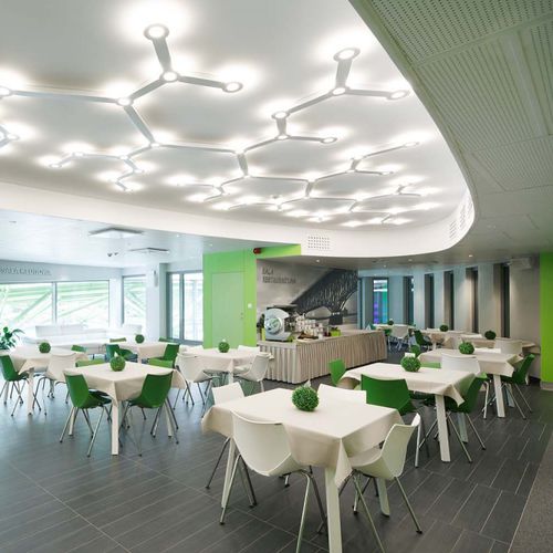 Plafon de design original - INFINITY INDIREKT - LUCIS - em aço pintado / de LED / da linha comercial