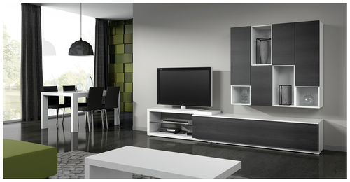 Móvel de parede contemporâneo para TV - ELI 8924 - Baixmoduls - em madeira / em madeira laqueada