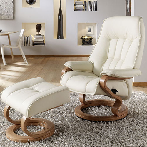 Poltrona de descanso contemporânea - ZEROSTRESS : 7223 - Himolla Polstermöbel - em couro / em madeira / com apoio para pés