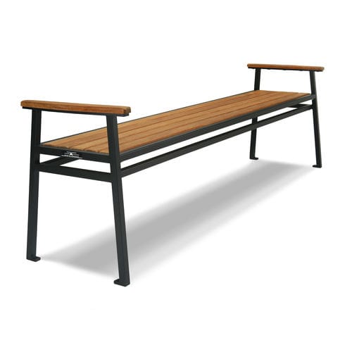 Banco para espaço público de estilo escandinavo - STELL BACKLESS - Victor Stanley - em madeira / em aço revestido a pó / em plástico reciclado
