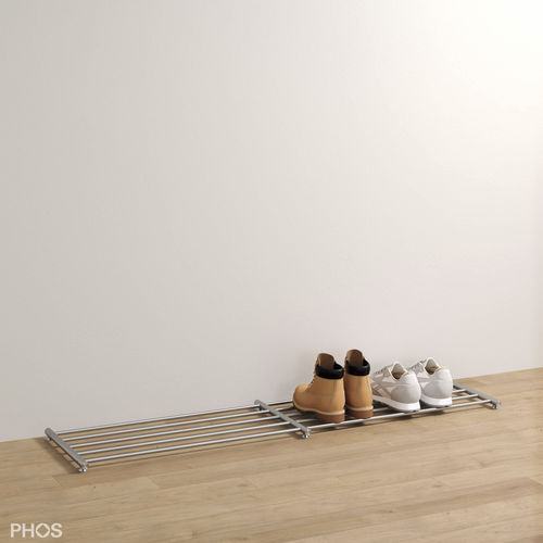 Estante para sapatos moderna - SR1200-1 - PHOS Design GmbH - de instalação livre / em aço inoxidável escovado / em aço inoxidável