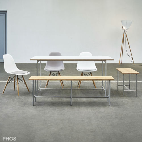 Mesa de jantar contemporânea - KATI-E1-200x90-MW - PHOS Design GmbH - em laminado melamínico / com base em aço inoxidável / retangular