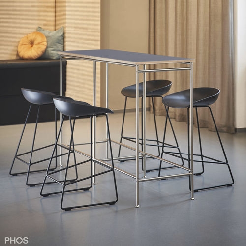 Mesa alta contemporânea - KATI-T2 - PHOS Design GmbH - em laminado melamínico / em linóleo / com base em aço inoxidável