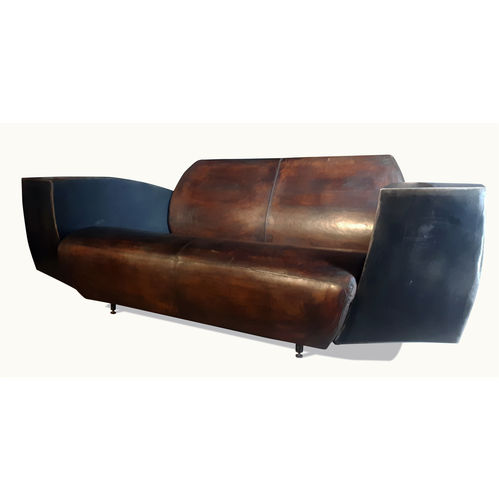 Sofá de design industrial - EASY ONE XL - aged - ICI ET LA - em couro / sob medida / com braços