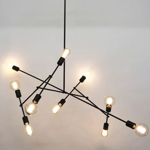 Lustre de design original - BLACK MOGI 10  - ICI ET LA - em aço laqueado / de LED / feito à mão