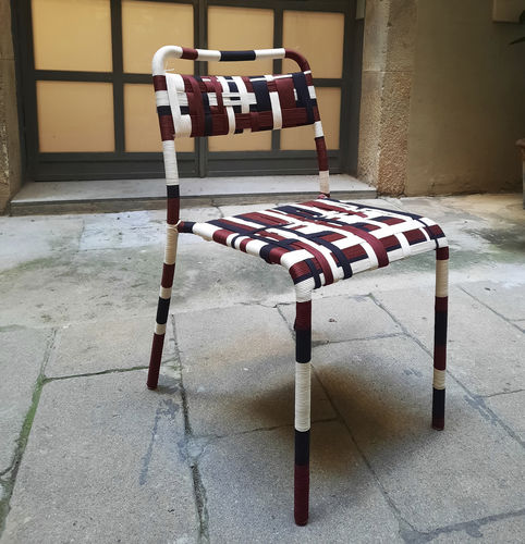 Cadeira contemporânea - BAIRES - ICI ET LA - para ambiente interno / em corda / com base metálica laqueada