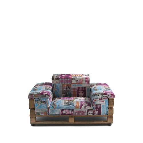 Poltrona de estilo industrial - PALLET - Divani Santambrogio - em material têxtil / com rodízios / com braços