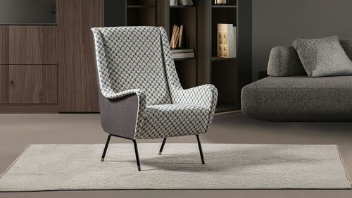 Poltrona de design minimalista - 60 - Divani Santambrogio - em couro / em couro sintético / em espuma de poliuretano