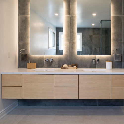 Gabinete de banheiro duplo - CIRRUS - AYA kitchens - suspenso / em carvalho / contemporâneo