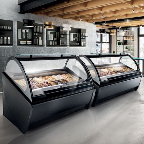 Vitrina refrigerada tipo balcão - FUSION - Frigomeccanica - para loja / em aço inoxidável / com porta