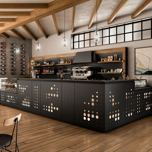 Balcão para bar - OXIDE - Frigomeccanica - em madeira / em vidro / em aço inoxidável
