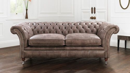 Sofá Chesterfield - DRUMMOND - distinctive chesterfields - em couro / marrom / de 2 lugares
