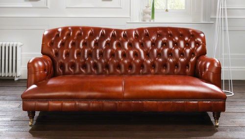 Sofá Chesterfield - HOWARD - distinctive chesterfields - em couro / vermelho / de 2 lugares