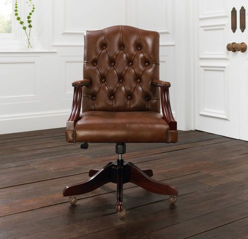 Poltronas de escritório clássica - GAINSBOROUGH - distinctive chesterfields - em couro / com base em estrela