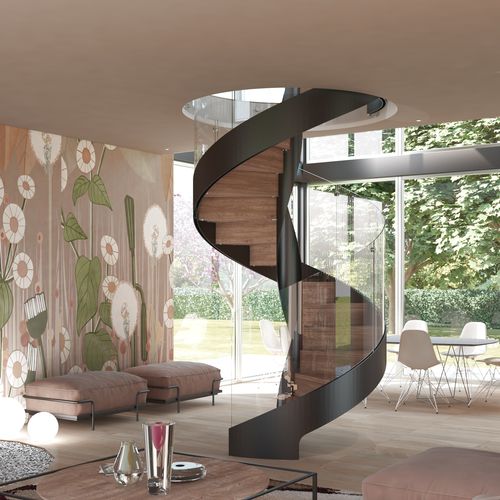 Escada em caracol - Wave Lux - CAST DESIGN - com degraus em madeira / com estrutura metálica / da linha residencial