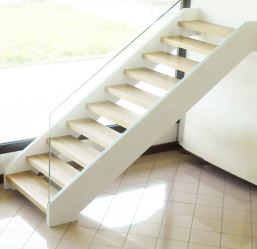 Escada reta - Link Lux Infinity - CAST DESIGN - em L / com degraus em madeira / com estrutura em aço
