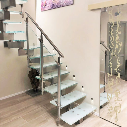 Escada em L - Tekna Light View - CAST DESIGN - em U / com degraus em vidro / com estrutura em aço inoxidável