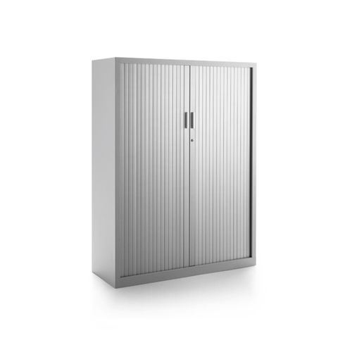Armário de arquivo alto - Forma 5 - metálico / com portas persiana deslizantes / contemporâneo